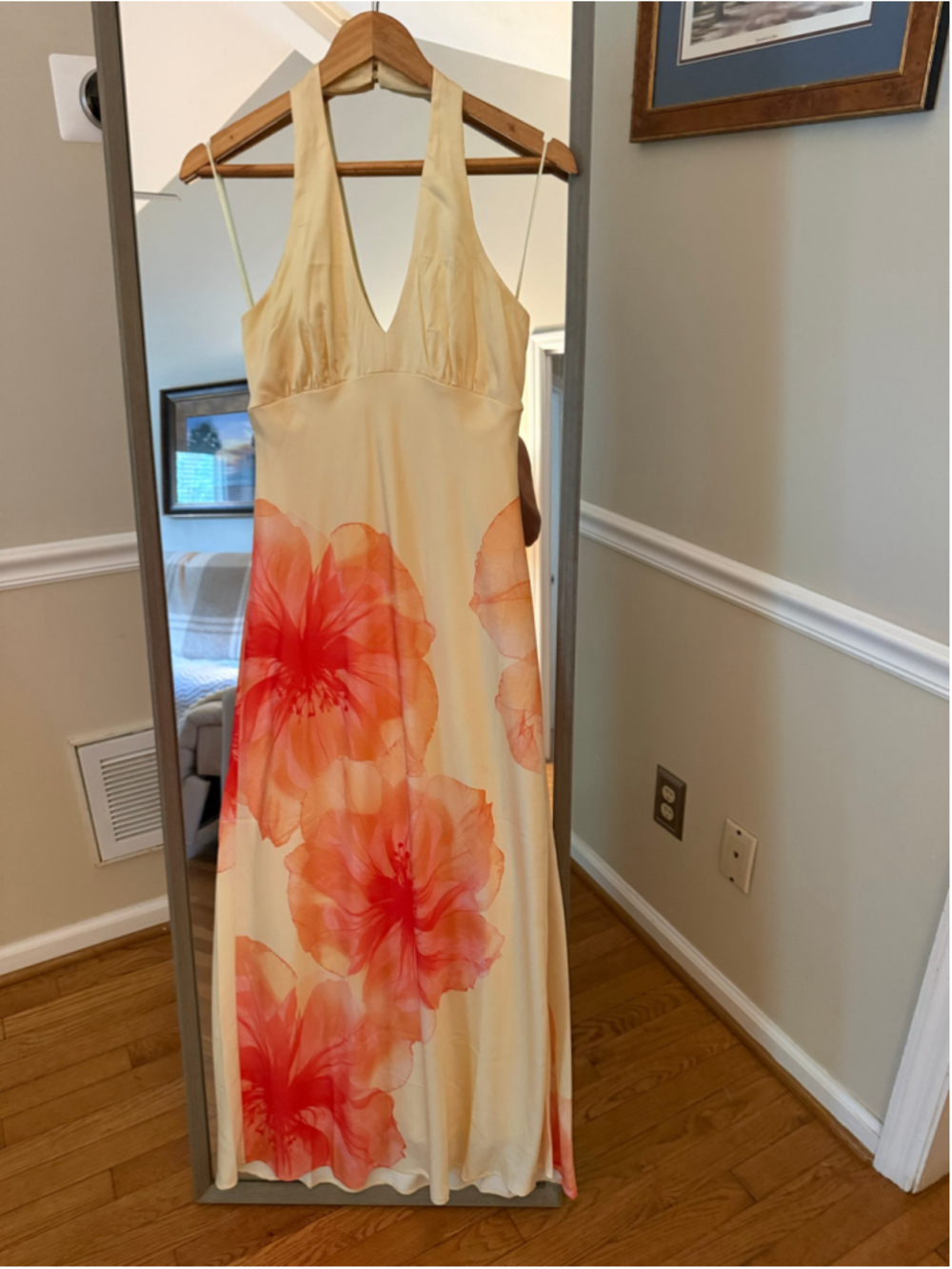 Women's Sincerely Jules Yellow Orange Floral Maxi Dress Size M - Picture 2 of 5
